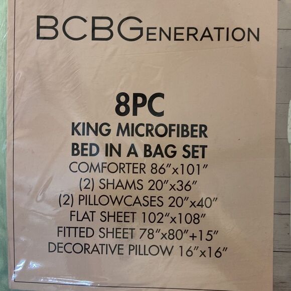 BCBGeneration 8-Piece Soft Microfiber Bag Comforter Set Bedding, Green - Picture 5 of 7